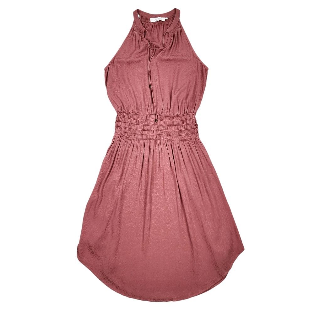 Anthropologie Dress ASTR The Label Midi Dress Sleeveless Smocked Dusty Rose M - Picture 2 of 15